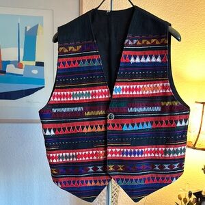 Vintage Colorful Patterned Vest(S-M)